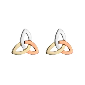 14k 3 Colour Gold Trinity Knot Earrings