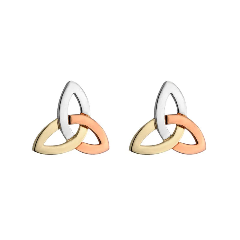 14k 3 Colour Gold Trinity Knot Earrings