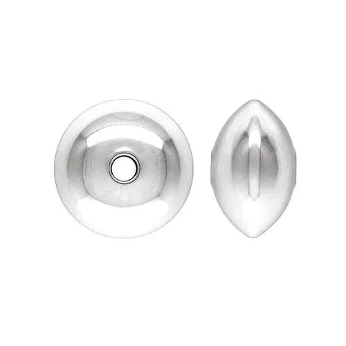 .925 Sterling Silver Saucer Bead - 8.9 x 5.6mm (1 Piece)