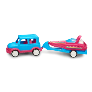 AMERICAN PLASTIC  Fashion Doll Boating Set 2 piece set - Just attach the boat & trailer to the doll’s SUV and they are off - 90200