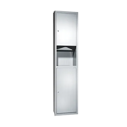 ASI 0467-2 Combination Commercial Paper Towel Dispenser/Waste Receptacle, Semi-Recessed-Mounted, Stainless Steel