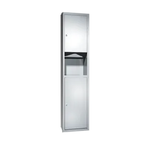 ASI 0467-2 Combination Commercial Paper Towel Dispenser/Waste Receptacle, Semi-Recessed-Mounted, Stainless Steel