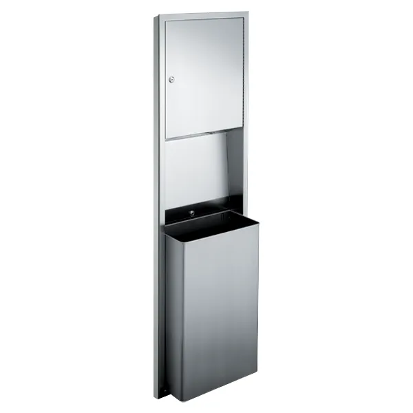 ASI 0469-2 Combination Commercial Paper Towel Dispenser/Waste Receptacle, Semi-Recessed-Mounted, Stainless Steel