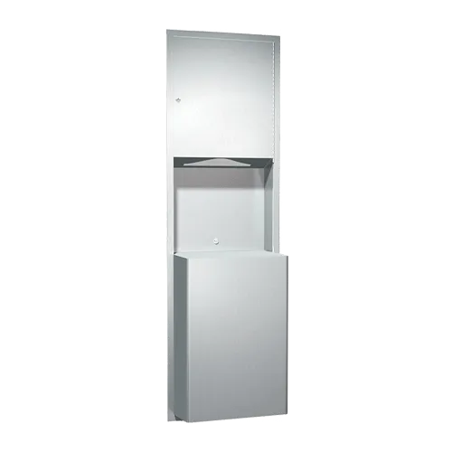 ASI 0469-BL Combination Commercial Paper Towel Dispenser/Waste Receptacle, Recessed-Mounted, Stainless Steel