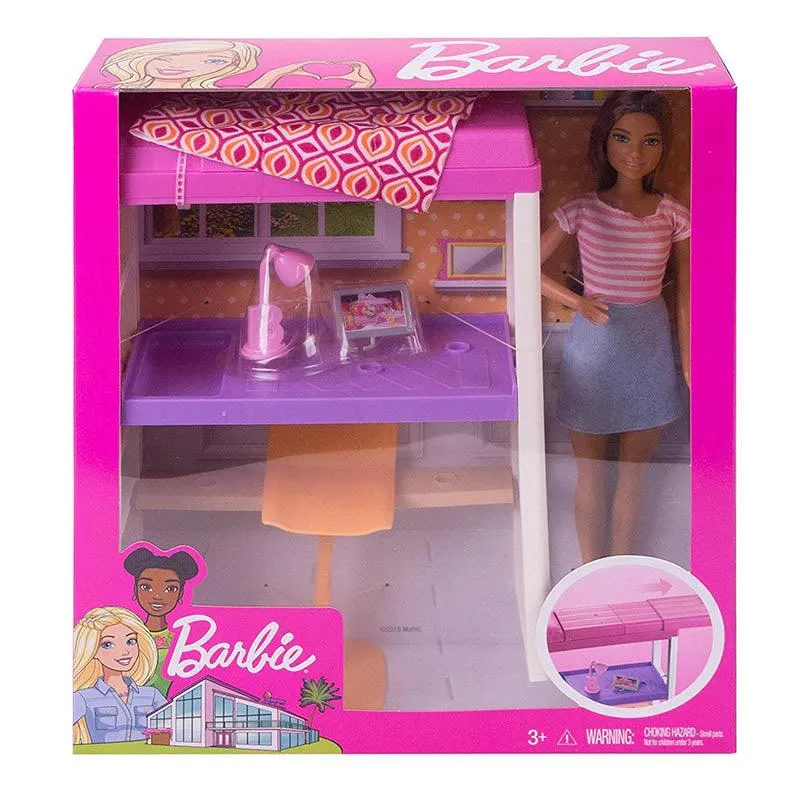 Barbie Doll & Loft Bed/Desk Playset