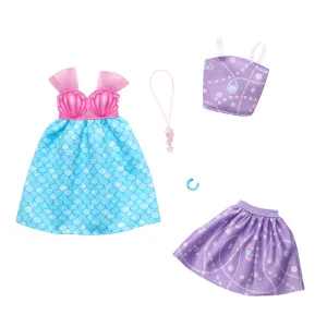Barbie Fashion 2-Pack, Mermaid Dress, Purple Top   Skirt, Pink Seahorse Necklace, And A Blue Bracelet