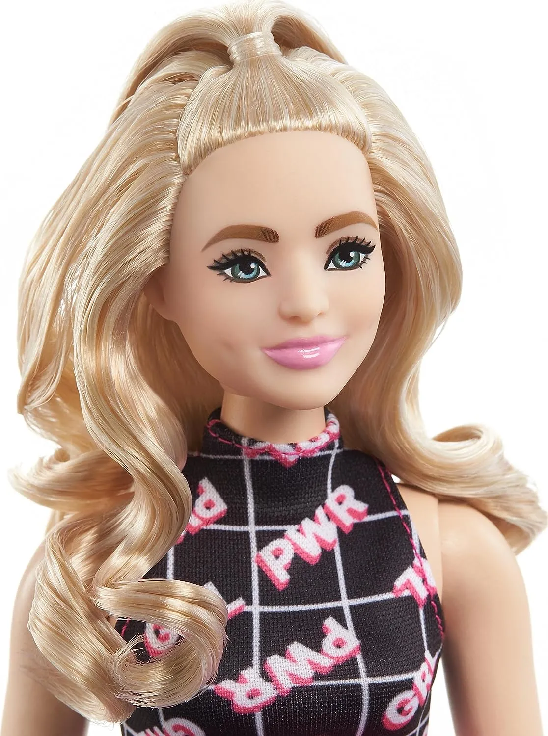Barbie Fashionistas Curvy Blonde Doll In Girl Power Outfit #202 for Kids Ages 3  (HPF78)