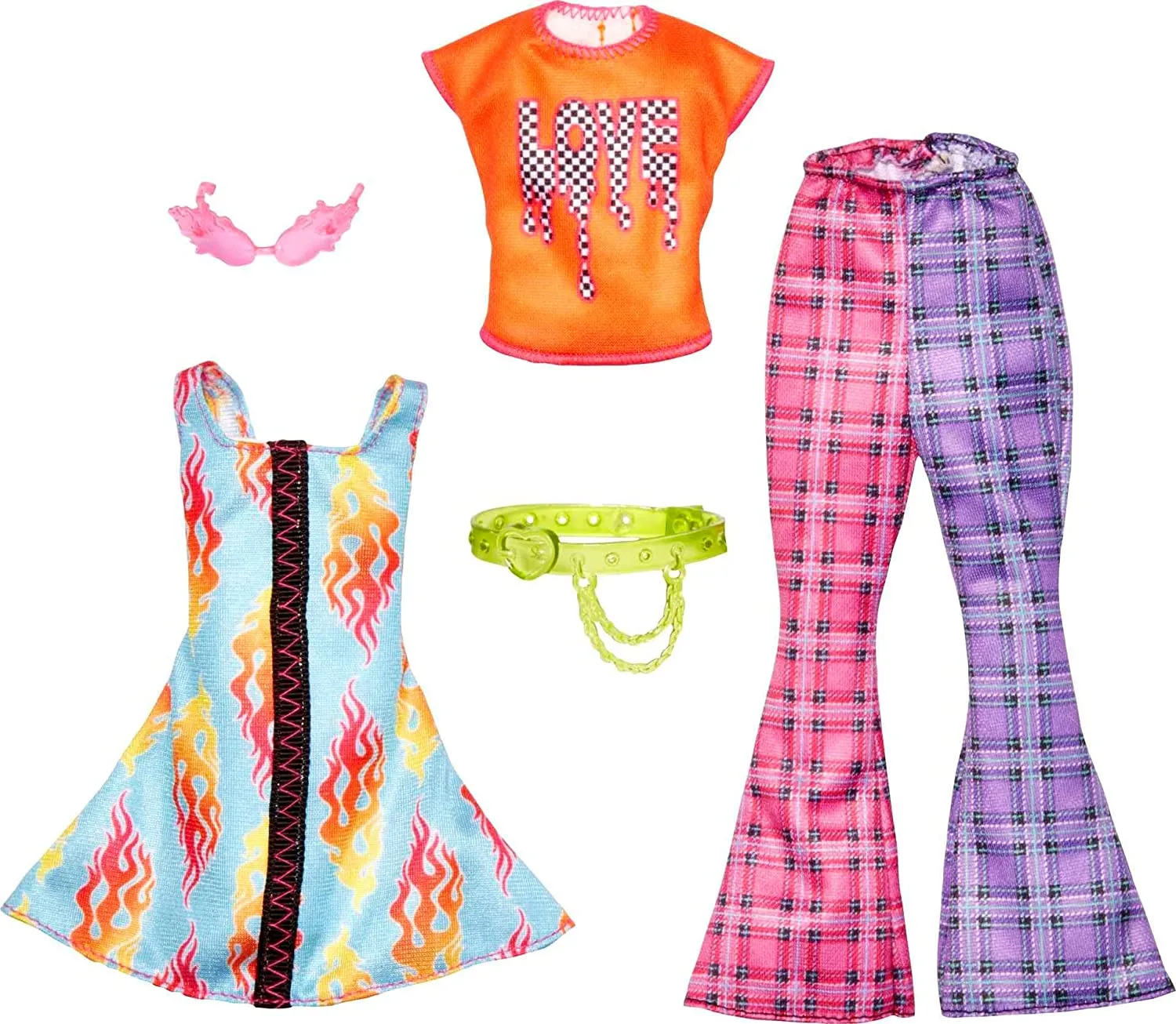 Barbie Fashions 2 Pack Blue Flame Dress And Orange Shirt