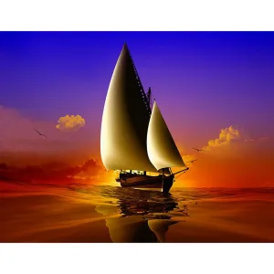 Boat Ship - Full Square Diamond - 50x40CM