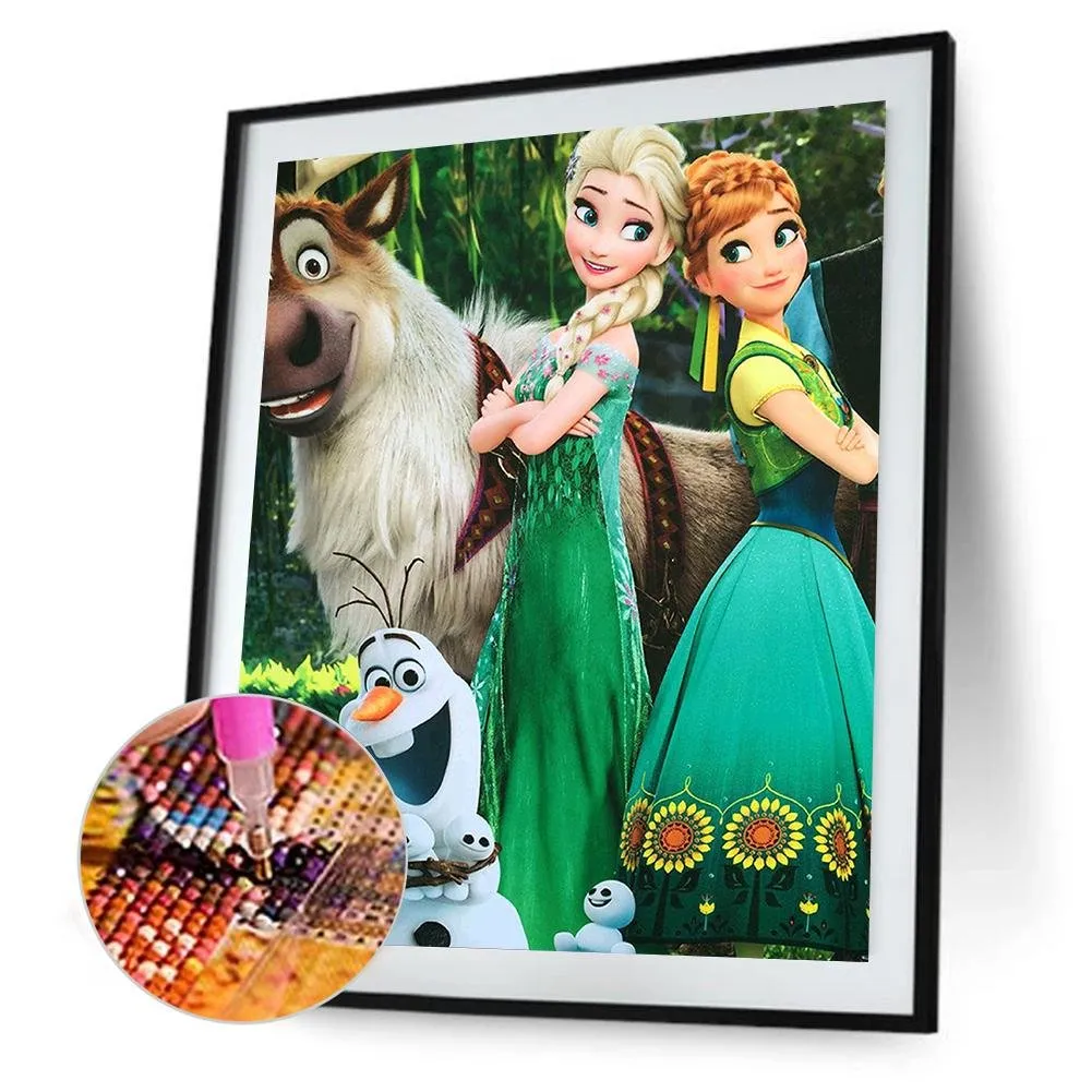 Cartoon Sisters - Full Round Diamond - 30x40CM
