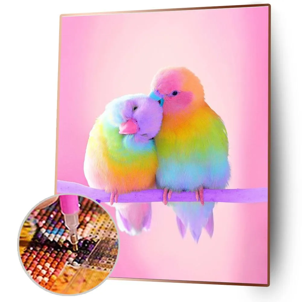 Colorful Bird - 5D DIY Round Drill Diamond Painting (Canvas 40x50cm/15.71x19.69in )