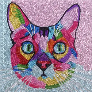 Colorful Cat  - Special Shaped Diamond - 30x30CM