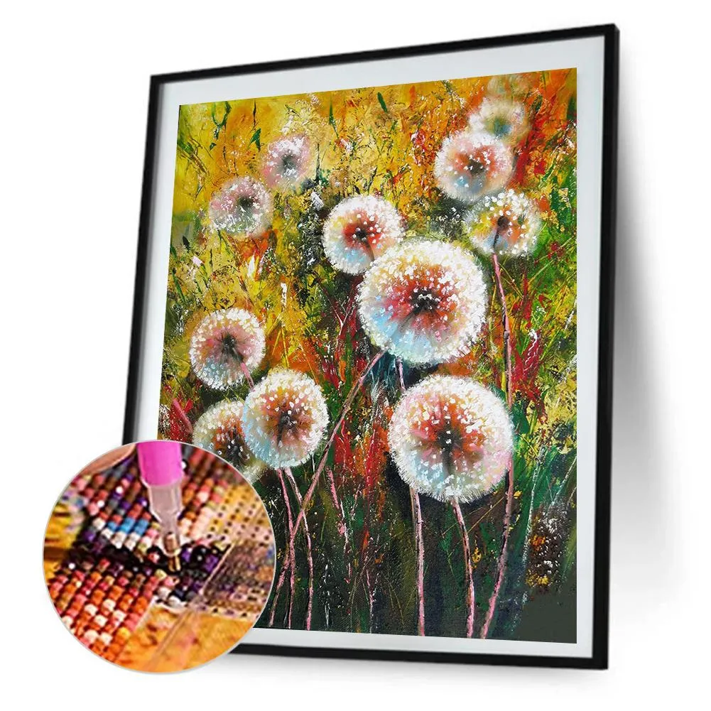 Colorful Dandelion  - Full Round Diamond - 30x40CM