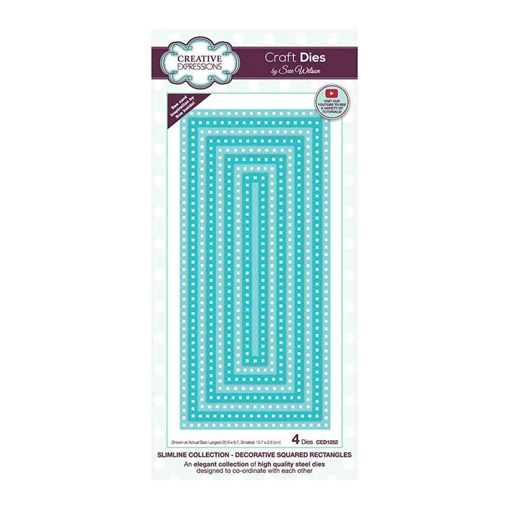 Creative Expressions Sue Wilson Slimline Craft Die - Decorative Squared Rectangles*