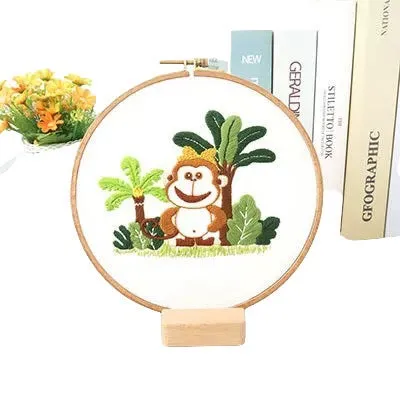 Cute Cartoon Animals Hand Embroidery Kit 20cm