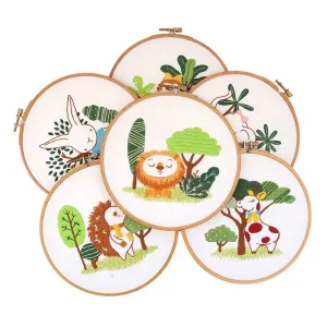 Cute Cartoon Animals Hand Embroidery Kit 20cm
