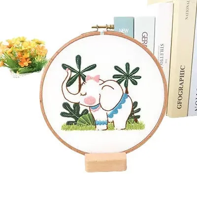 Cute Cartoon Animals Hand Embroidery Kit 20cm