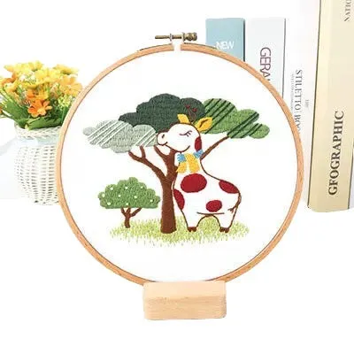 Cute Cartoon Animals Hand Embroidery Kit 20cm