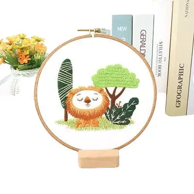 Cute Cartoon Animals Hand Embroidery Kit 20cm