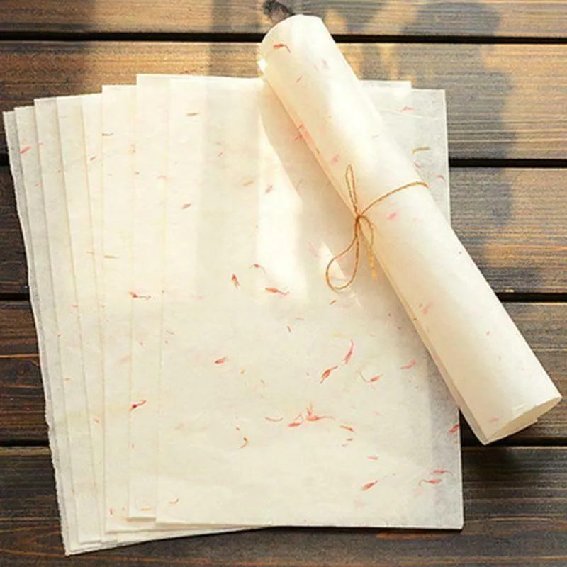 Decorative Paper - White Handmade-Style Paper with Dried Flowers