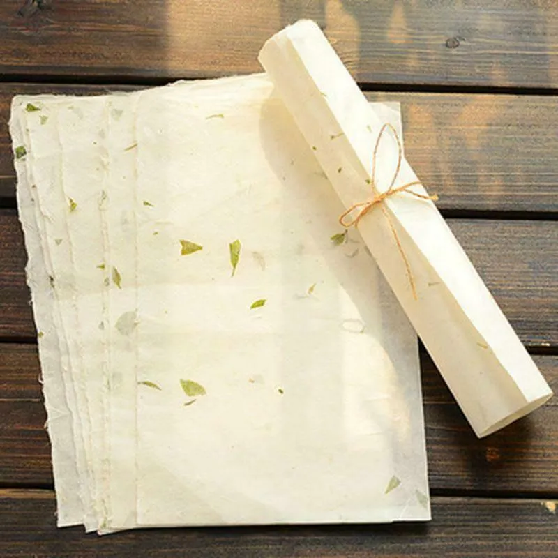 Decorative Paper - White Handmade-Style Paper with Dried Flowers