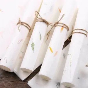 Decorative Paper - White Handmade-Style Paper with Dried Flowers
