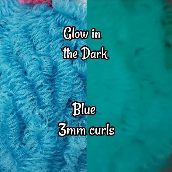 DG Curly Nylon Glow in the Blue YG003 3mm 1oz/28g 36in/92cm Doll Hair