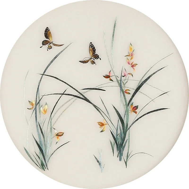 DIY Silk Embroidery kit Orchids & Butterflies 20cm