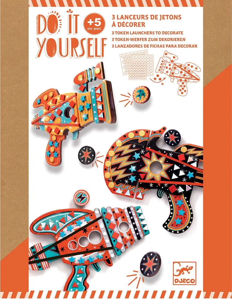 Djeco DIY Kosmik Token Launchers Kit - Art Kits for Kids