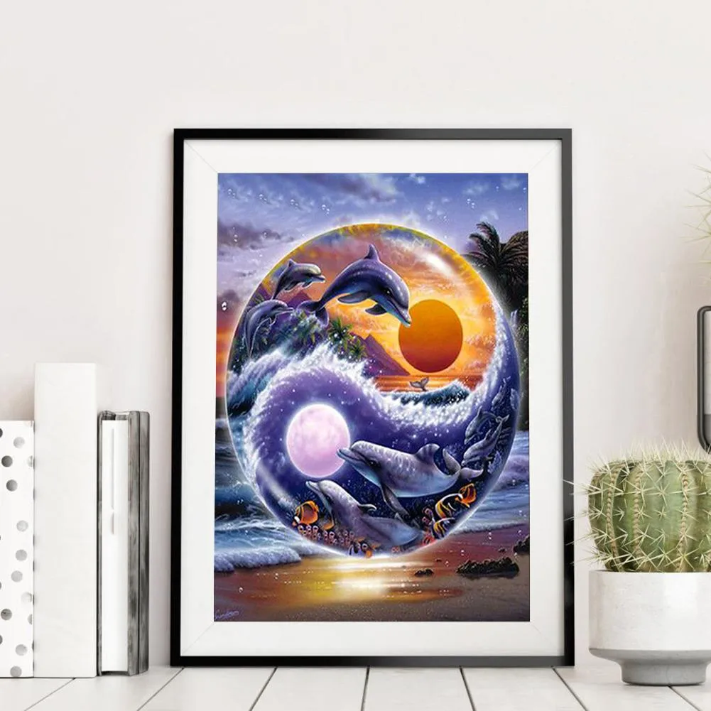 Dolphin - 5D DIY Round Drill Diamond Painting (Canvas 40x50cm/15.71x19.69in )