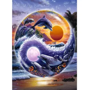 Dolphin - 5D DIY Round Drill Diamond Painting (Canvas 40x50cm/15.71x19.69in )