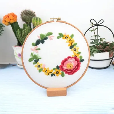 Flower Wreath Hand Embroidery Full Kit 20cm