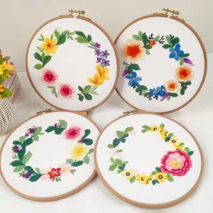 Flower Wreath Hand Embroidery Full Kit 20cm