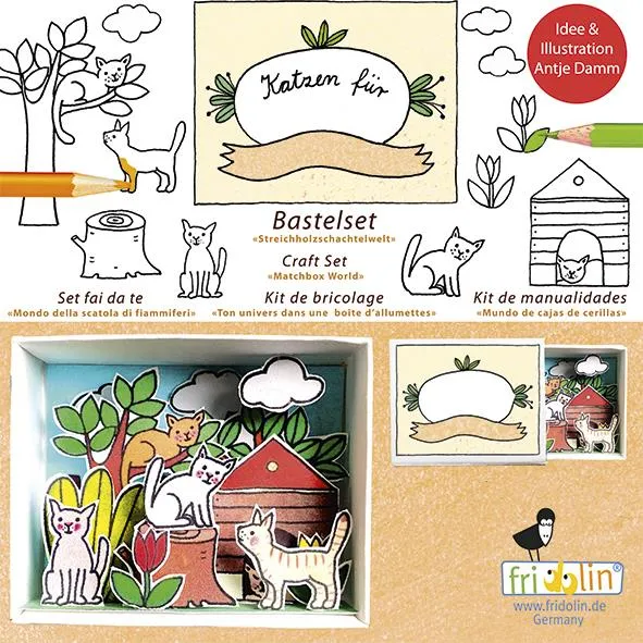 Fridolin Matchbox Craft Kit - Cat Family