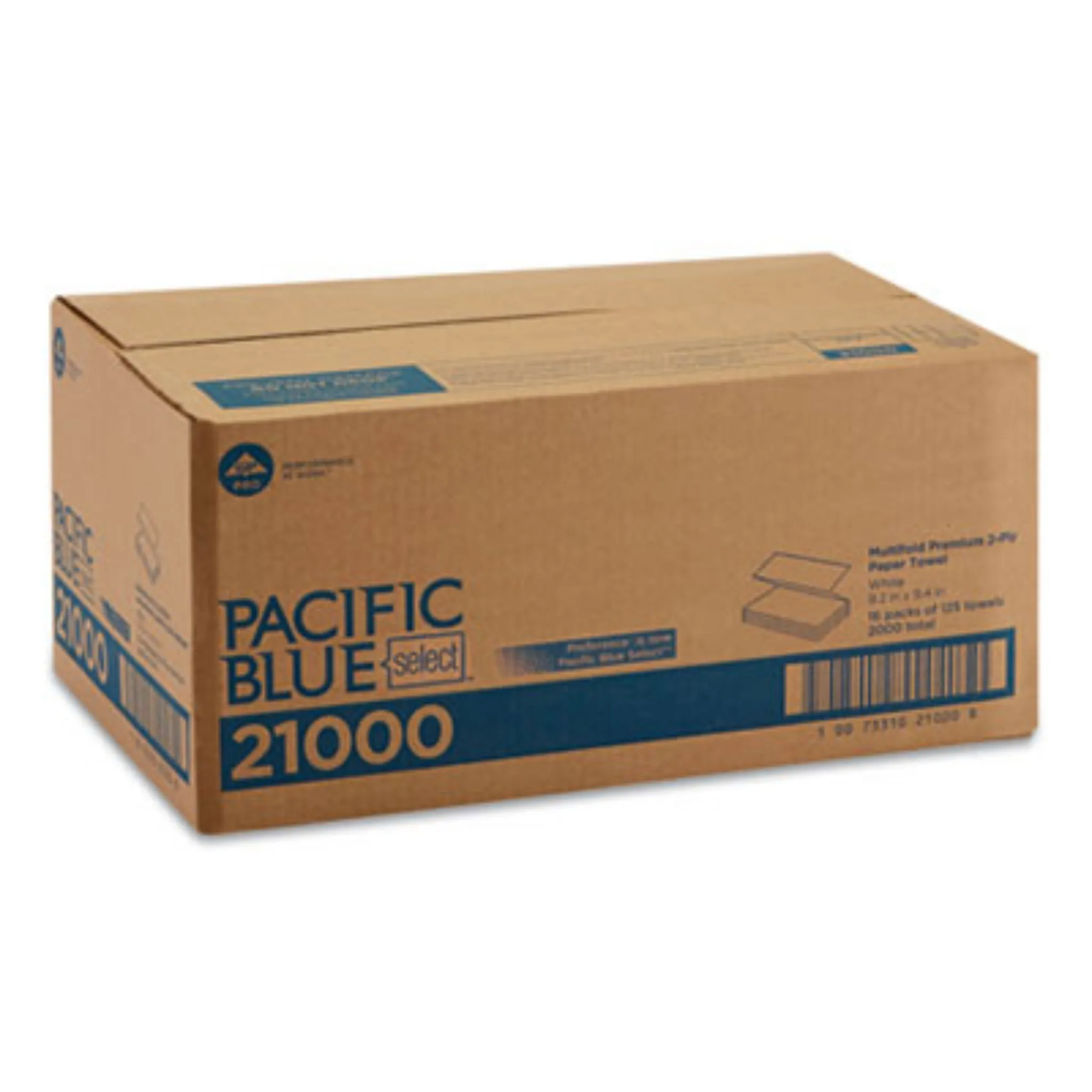 GEORGIA PACIFIC GPC21000 Blue Select Multi-Fold 2 Ply Paper Towel, 9.2 x 9.4, White, Carton of 16 Packs