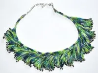 Hand Knit Jewelry Kits - Fantasy Fan Necklace - Red, Orange, Black, and Silver
