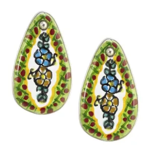 Hand Painted Talavera and Sterling Silver Earrings
