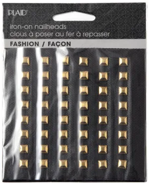 Hot Fix Iron On - Nailhead Square Shiny Gold