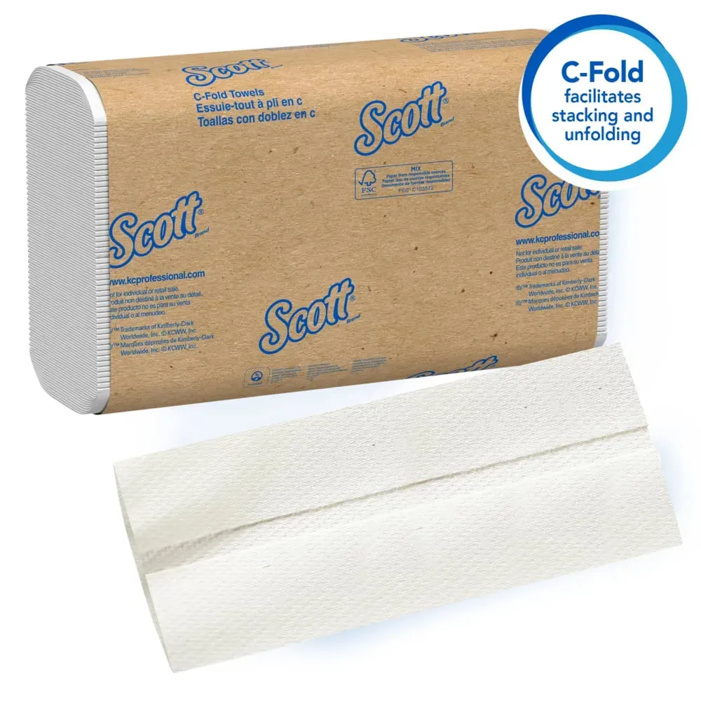 Kimberly-Clark Scott 01510 White C-Fold Towels, Case of 2400 (12/200)