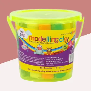 Kores Kool Clay Bucket - 225 gm with Vibrant Shades, Molds, and Safe Creativity ( Pack of 1 )