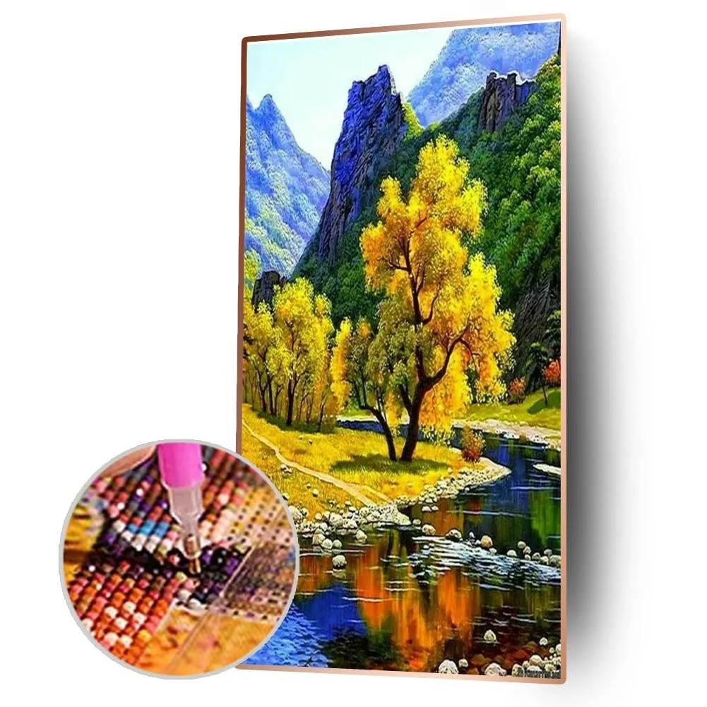 Lakeside Tree - 5D DIY Round Drill Diamond Painting (Canvas 45x85cm/17.72x33.46in )