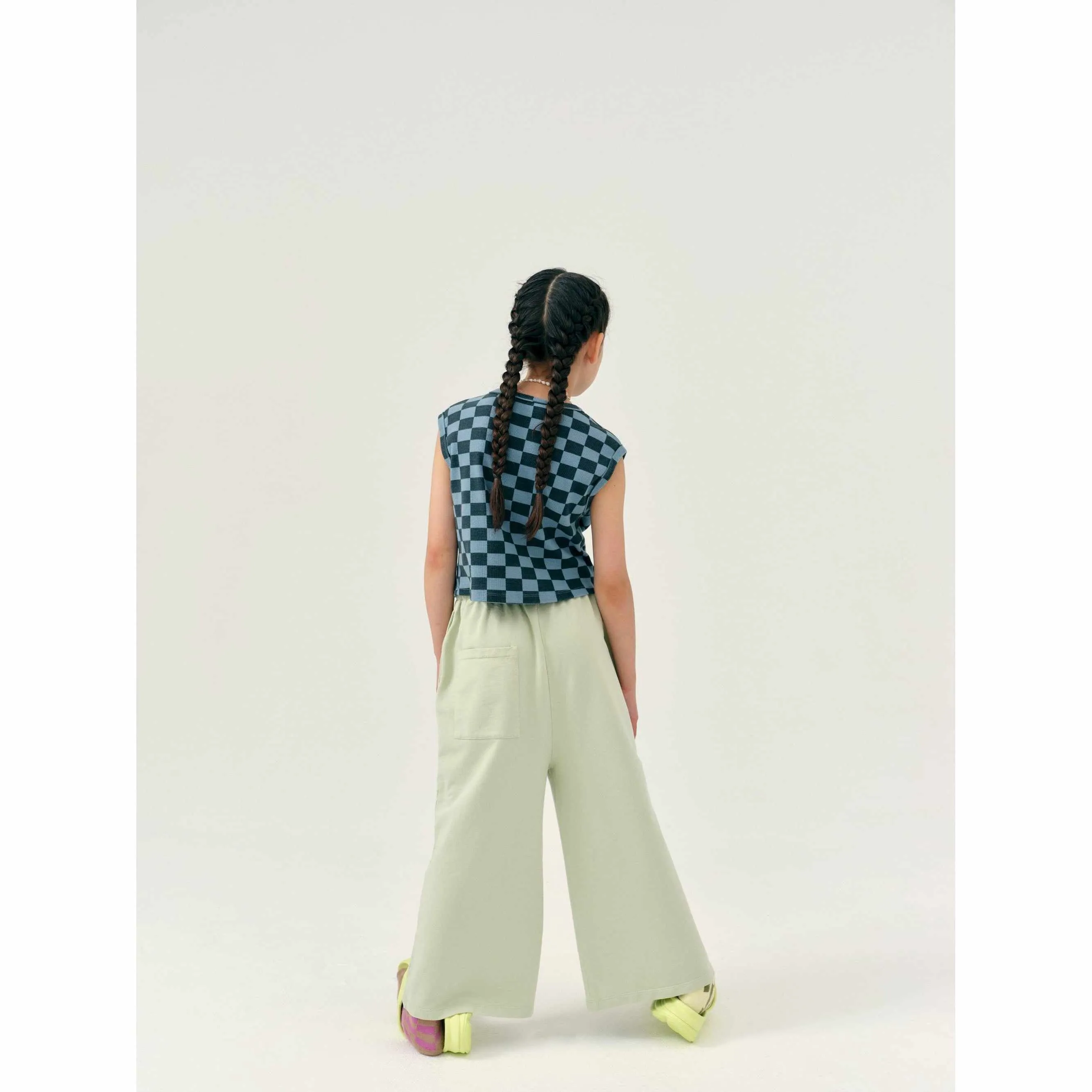Main Story - Stone Blue Check jersey rib tank