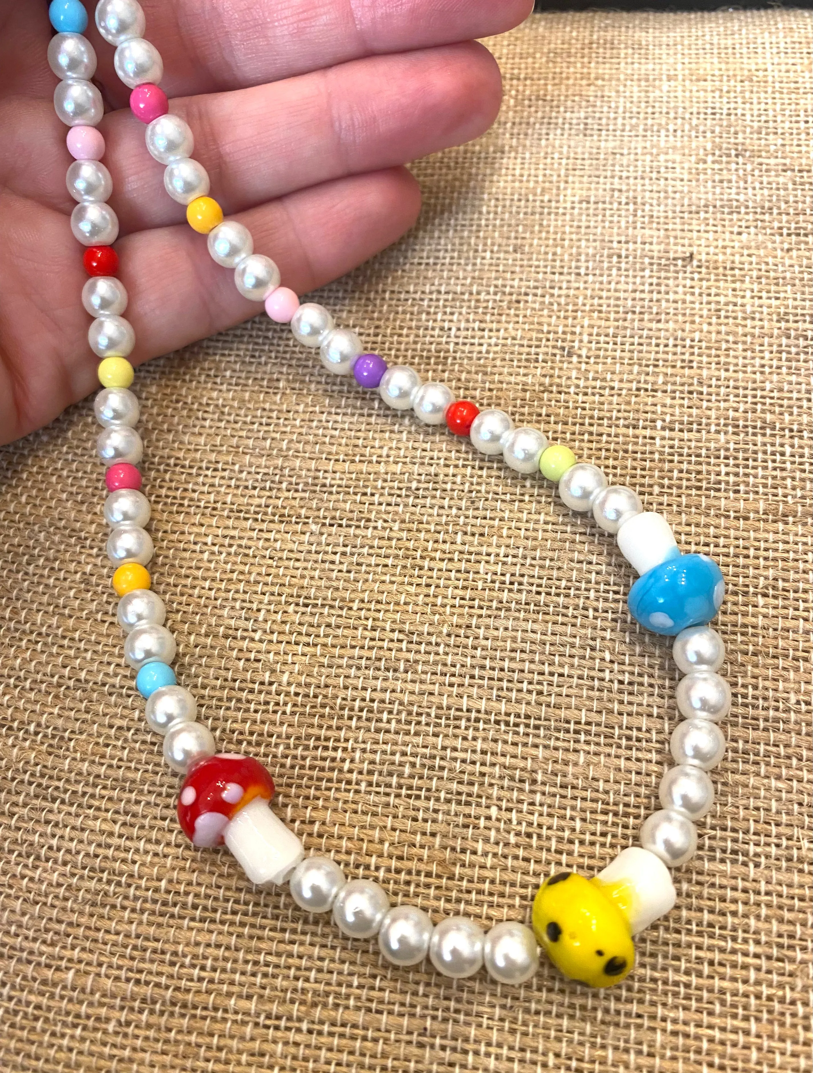 Mushroom Necklace Kit: Glass pearls