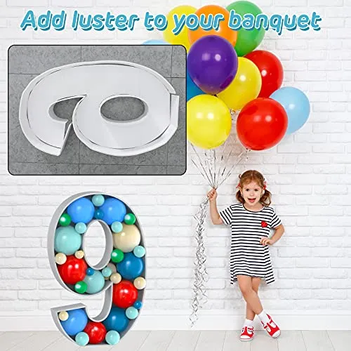 Number Balloon,Marquee Numbers 9 Pre-Cut Kit Cardboard Light Up Mosaic Frame Large Foam Board for 9th Birthday Giant Backdrop Boy Girl Party Supplies Para Cumpleaños Anniversary Decorations