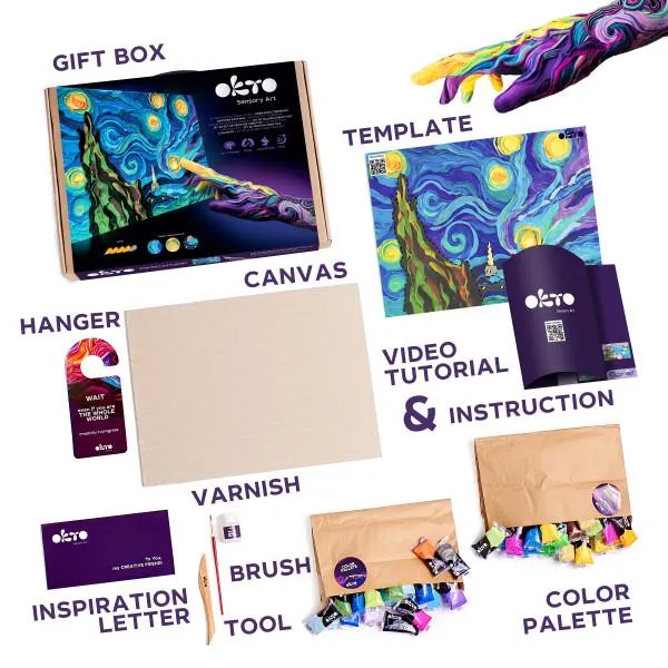 OKTO Sensory Art 3D Clay Painting Kit - Starry Night, Vincent Van Gogh