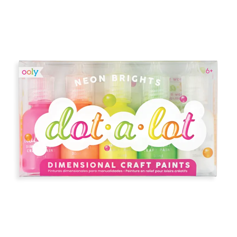 Ooly Dot-A-Lot Neon Brights Dimensional Craft Paints - Pack of 5