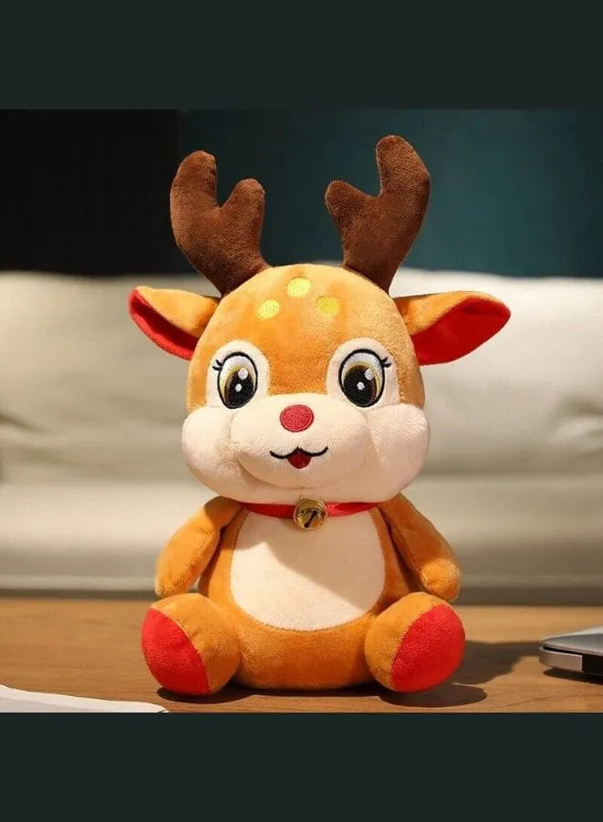 Pure Cotton Filled Christmas Plush Toys Santa Claus and Reindeer, Stuffed Soft Animal Plush Toy Suitable for Christmas Decoration Living Room Decoration, 20cm