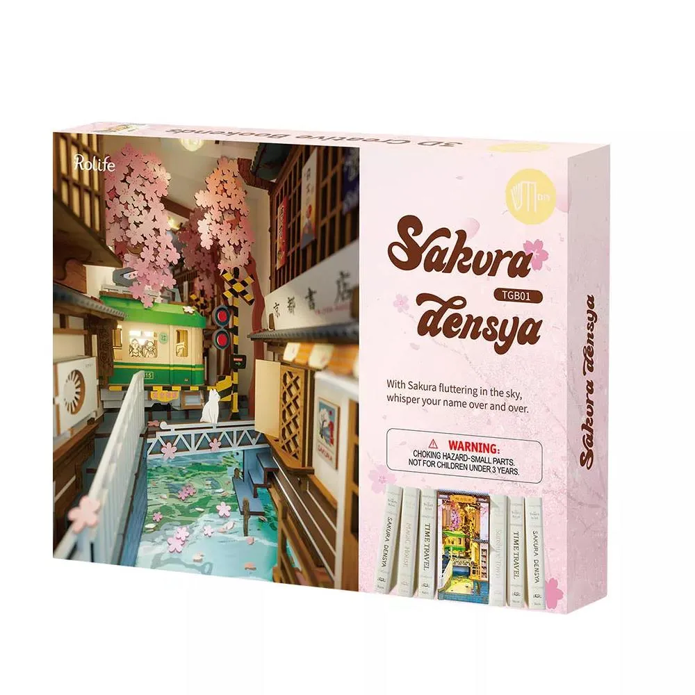 Robotime Rolife DIY Mini Book Nook Kit - Sakura Densya Tram