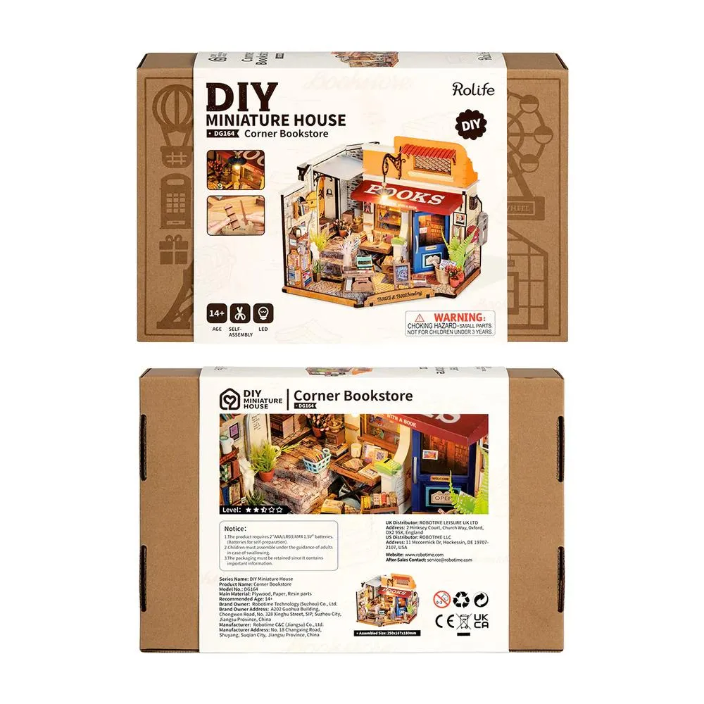 Robotime Rolife DIY Mini Model Kit - Corner Bookstore