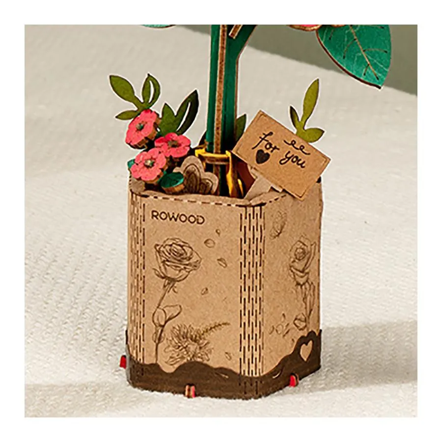 Robotime Rowood Wooden Bloom Craft Model Kit - Red Camellia